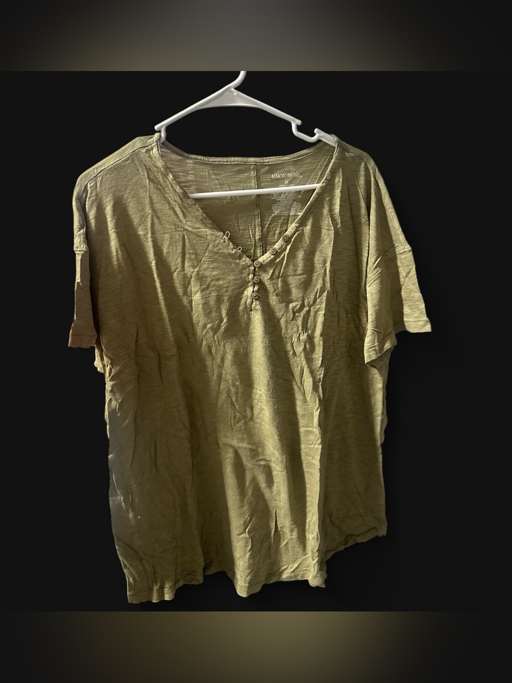 Boho Knox Rose green linen top with button details Size XL